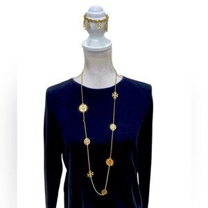 Boutique 9 Long Gold Medallion Station Necklace